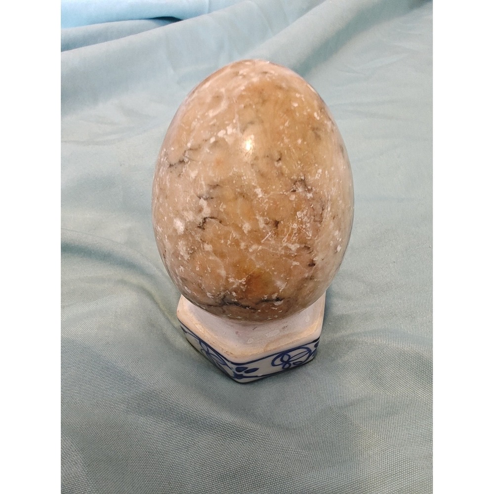 Unbranded Marble Egg Decor  Tan Excellent Polished Stone with Stand (8a)